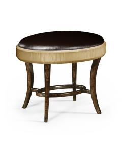 Dressing Table Stool Art Deco - Chocolate Leather