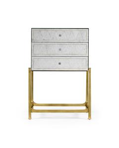 Eglomise & gilded iron small chest of drawers 