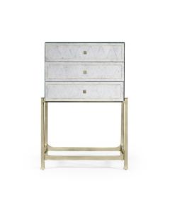 Eglomise & silver iron small chest of drawers