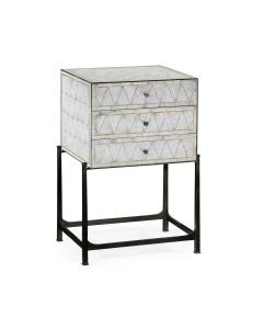 Eglomise & bronze iron small chest of drawers 