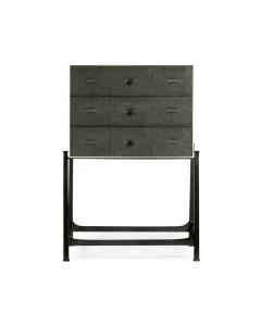 Faux anthracite shagreen high chest with bronze base