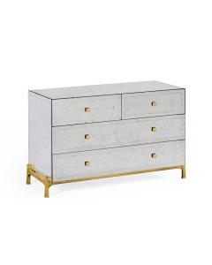 Eglomise & gilded iron large chest of drawers
