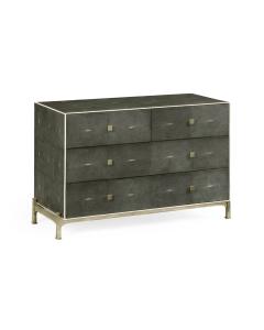 Large Chest of Drawers 1930s in Anthracite Shagreen - Silver