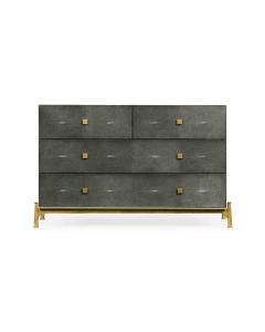 Faux anthracite shagreen low chest with gilded base