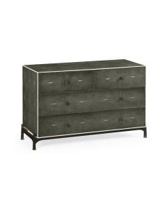 Large Chest of Drawers 1930s in Anthracite Shagreen - Bronze