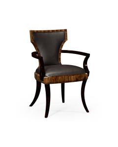 Dining Chair with Arm Satin Santos in Dark Chocolate Leather