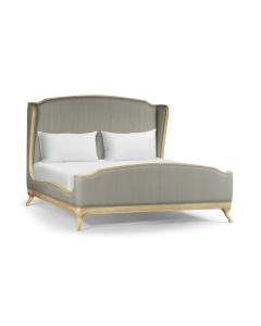 Super King Bed Frame Louis XV in Limed Tulip Wood - Dove Silk