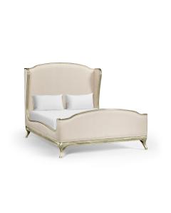 King Bed Frame Louis XV in Grey Weathered - Chalk Silk
