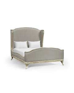 King Bed Frame Louis XV in Grey Weathered - Dove Silk