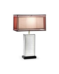 Rectangular eglomise table lamp, Pale Pink