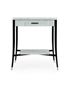 White Smoke Eggshell End Table with Drawer