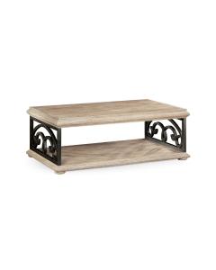 Coffee Table with Wrought Iron Base - Limed