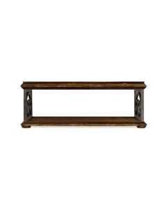 Coffee Table with Wrought Iron Base - Walnut