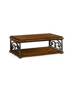 Coffee Table with Wrought Iron Base - Walnut