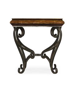 Square Side Table Wrought Iron - Walnut