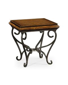 Square Side Table Wrought Iron - Walnut