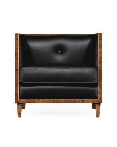 Club Chair Mid Century in Black Leather