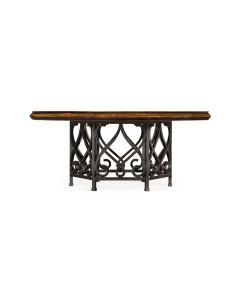 Round Dining Table Wrought Iron - Walnut