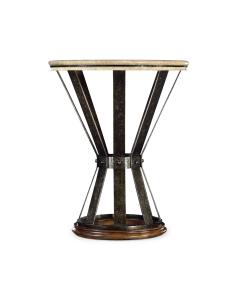Side Table Wrought Iron with Marble Top - Dark