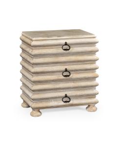 Bedside Chest of Drawers Eclectic with Marble Top - Limed Acacia
