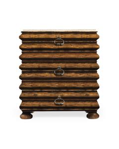 Bedside Chest of Drawers Eclectic with Marble Top - Rustic Walnut
