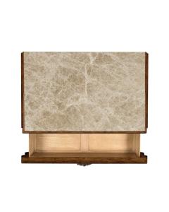Bedside Chest of Drawers Eclectic with Marble Top - Rustic Walnut