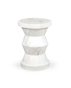 Outdoor Geometric Round Wine Table in Faux White Marble
