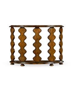 Demilune Console Table Eclectic with Marble Top - Rustic Walnut