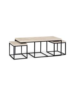Nesting Coffee Table Wrought Iron in Limed Acacia