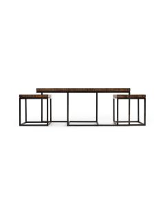 Nesting Coffee Table Wrought Iron in Rustic Walnut