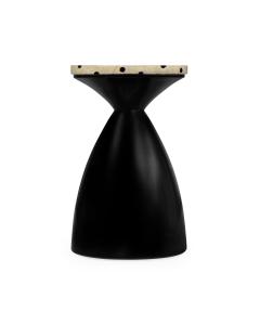 Round Wine Table with Smoky Black Base - Eggshell
