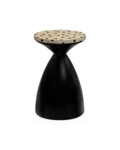 Round Wine Table with Smoky Black Base - Eggshell