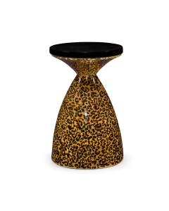 Round Wine Table Hourglass - Leopardskin & Black