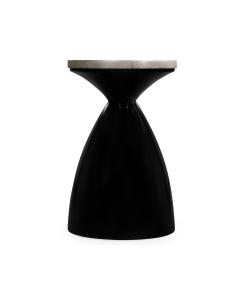 Round Wine Table with Smoky Black Base - Silver Espresso