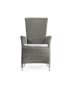 Grey Wicker Rattan Dining Chair with Reclining Back