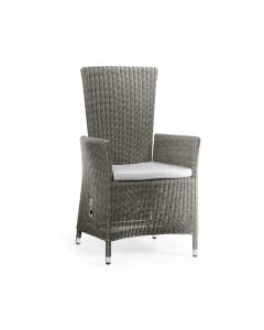 Grey Wicker Rattan Dining Chair with Reclining Back