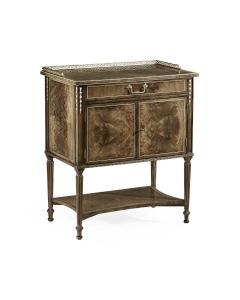 Bleached Mahogany Bedside Table with Brass Gallery