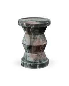Outdoor Round Geometric Wine Table in Faux Black Marble