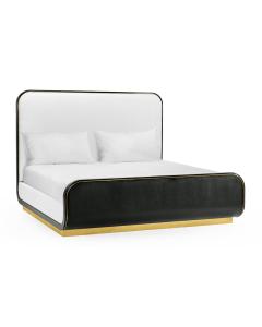 Ebonised Oak Curved Super King Bed - COM