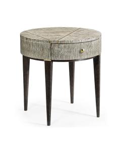 Geometric Circular Dark French Oak End Table with Drawer