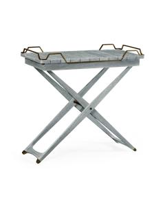 Rectangular Folding Cloudy Grey & Antique Brass Tray Console Table