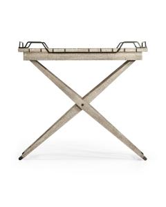Rectangular Folding Navajo Sand & Antique Brass Tray Console Table