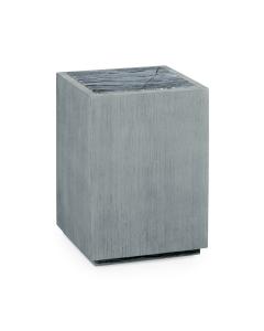 Square Cloudy Grey End Table with a Light Marble Top