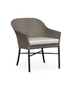 Rounded Back Mocha Steel & Dark Grey Rattan Dining Chair with Cushion