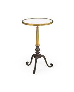 Round End Table with Antique Mirror Top
