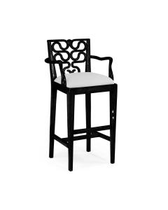 Bar Stool with Arms Serpentine in Black - COM