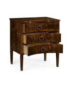 Inward Bow Front Light Brown Mahogany Bedside Chest