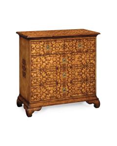 Walnut raised arabesques chest of drawers