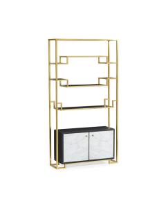 Etagere with Base Cabinet in Brass