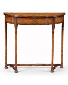 Narrow Demilune Console Table Gothic in Walnut